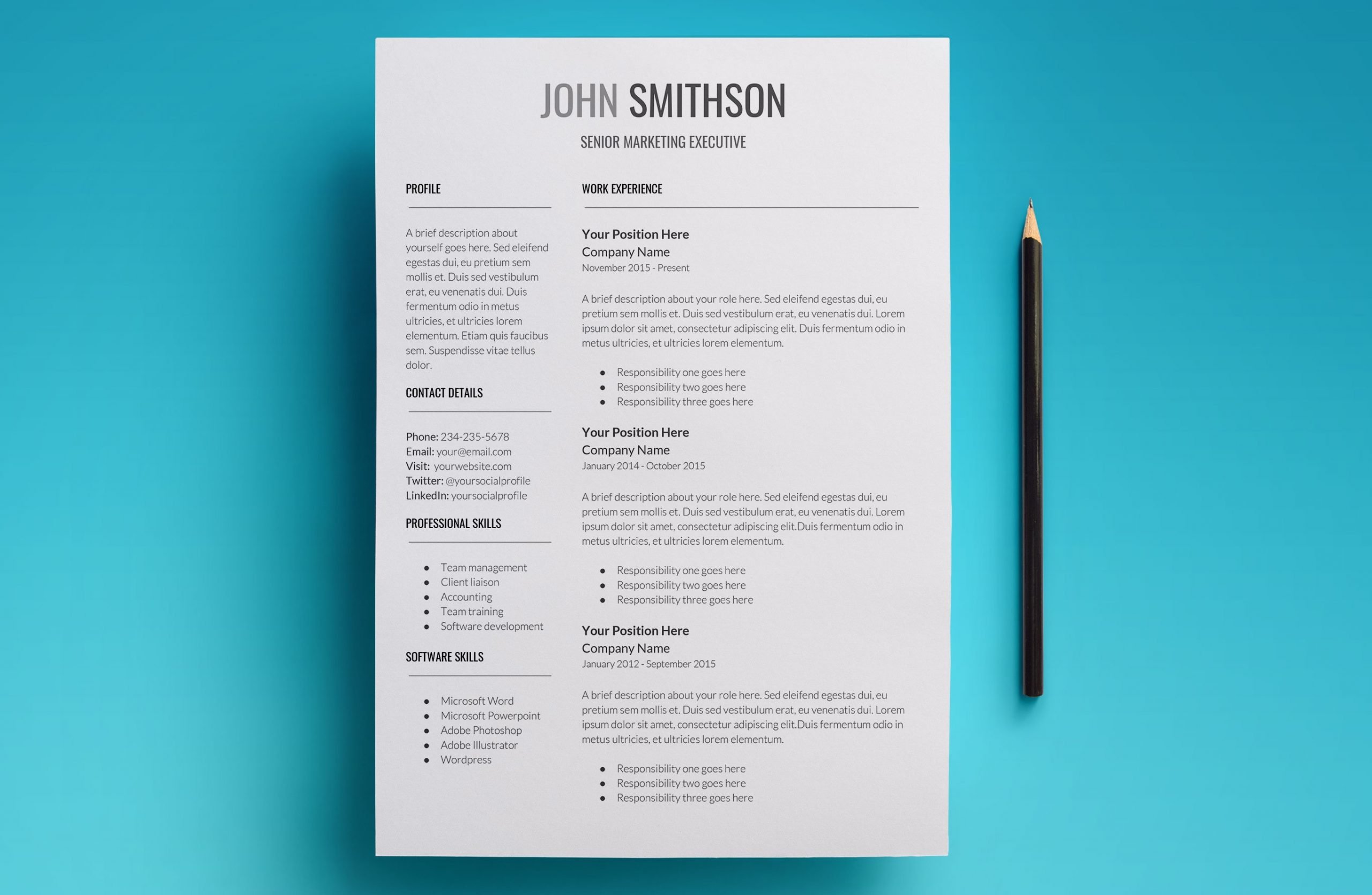 proxima resume template page 1