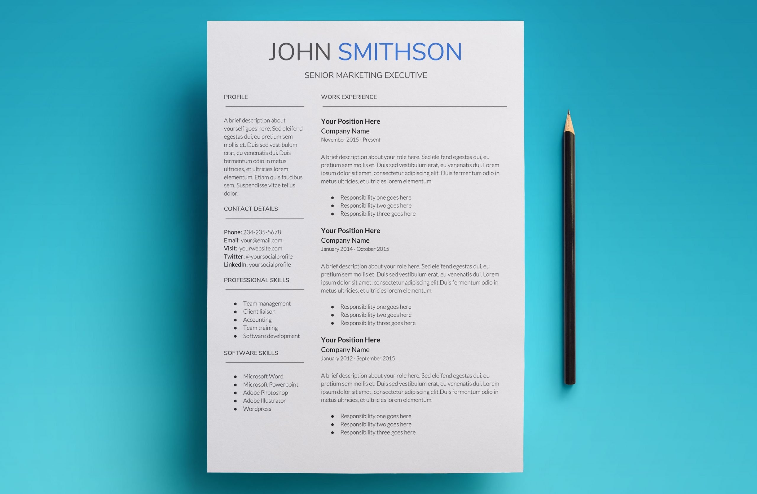 saturn resume template page 1