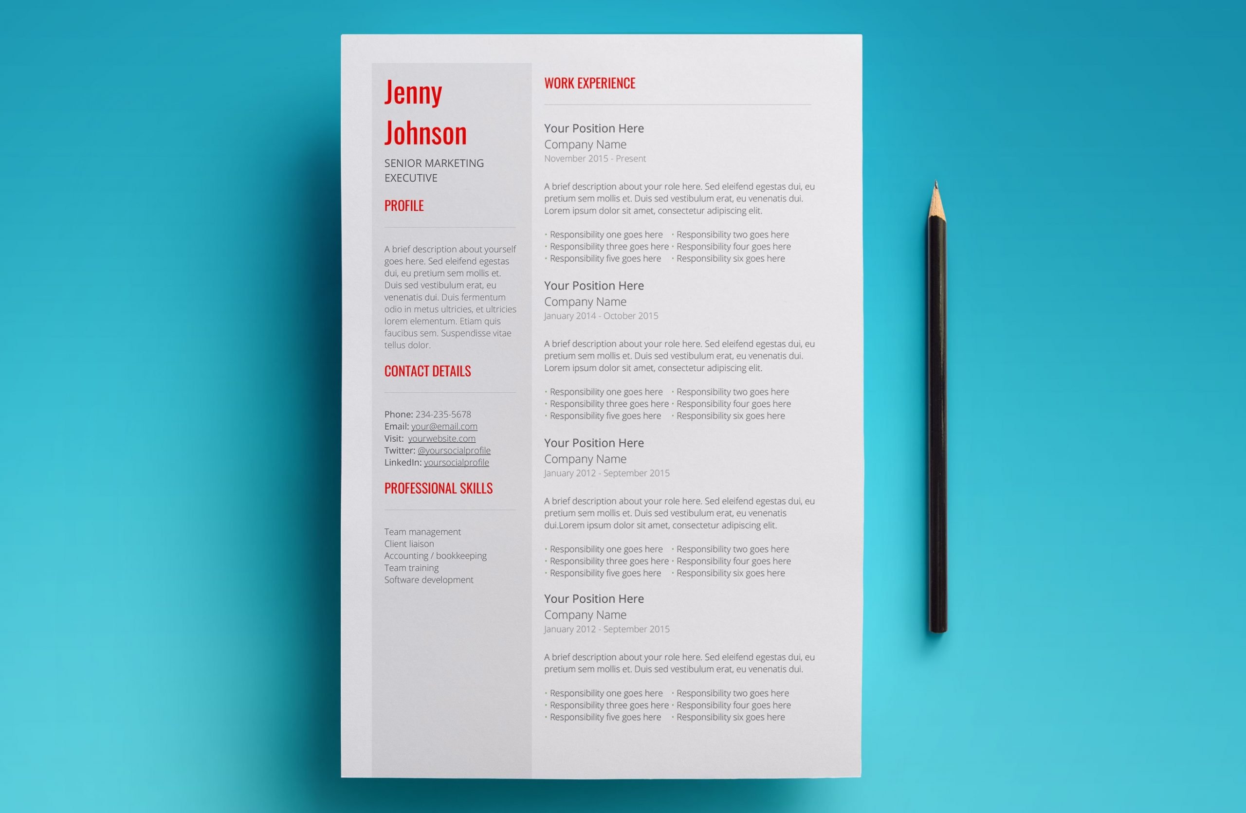 venus resume template page 1