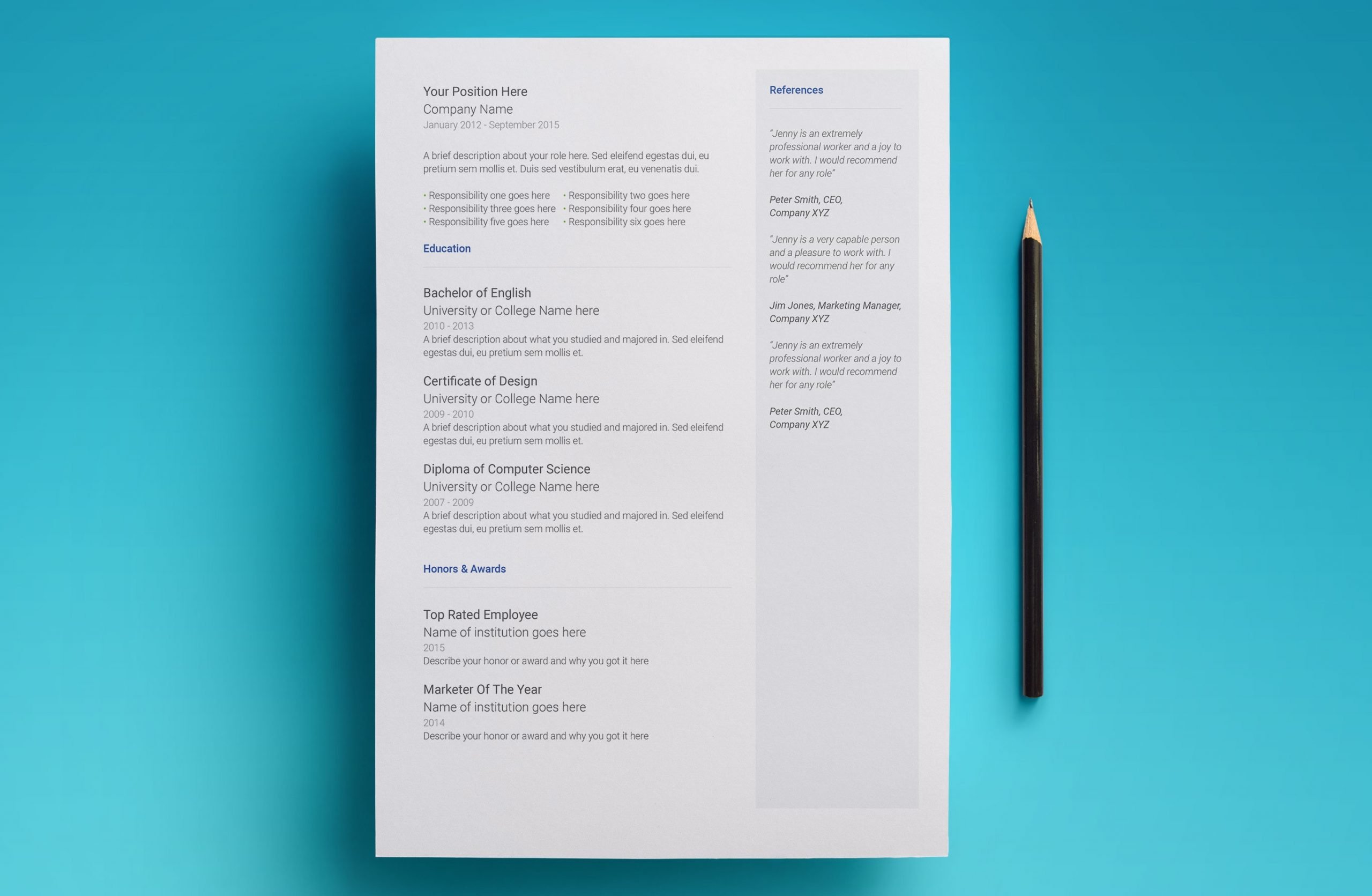 neptune resume template page 2
